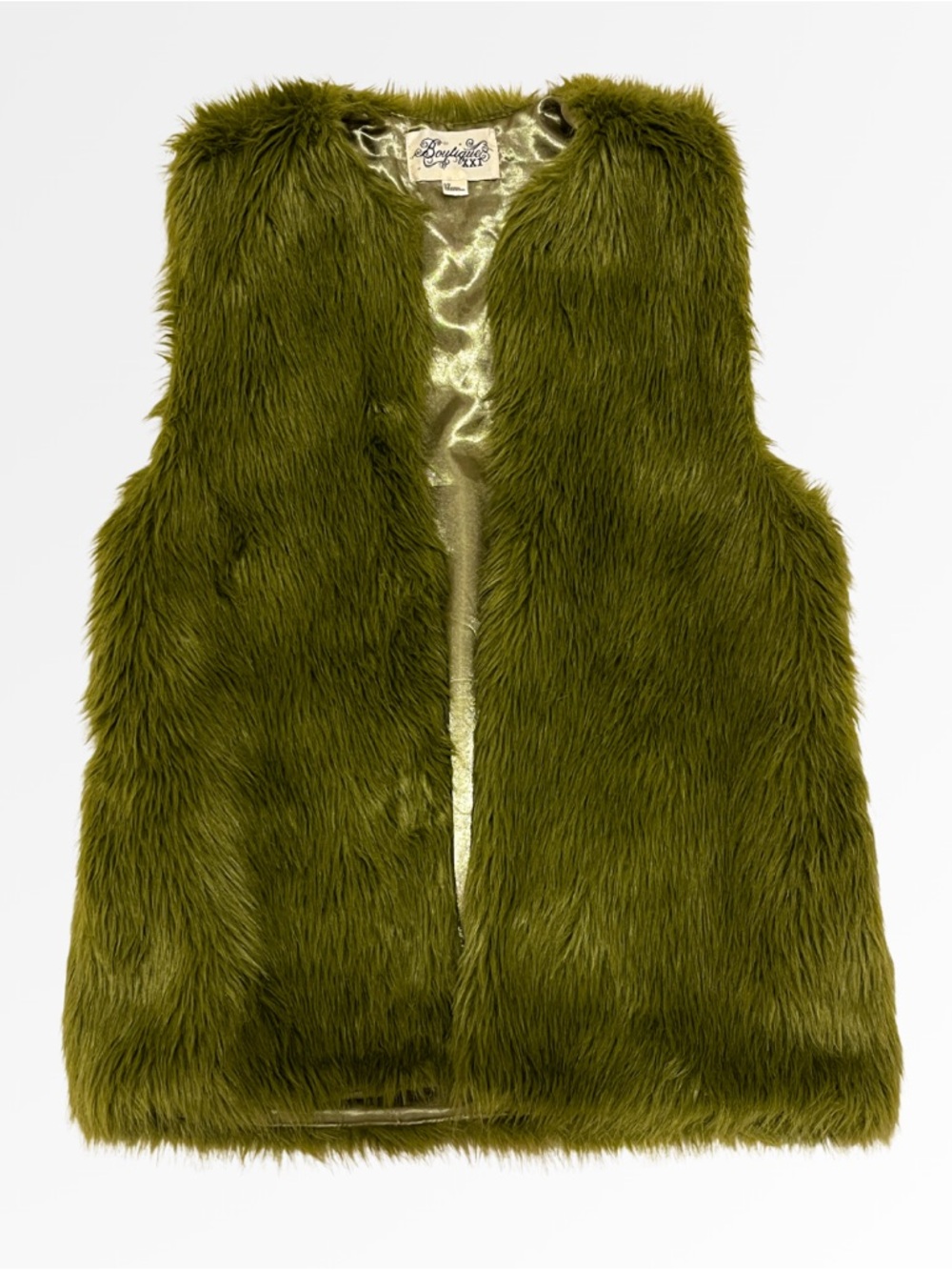 Green Vintage Forever 21 Faux Fur Vest